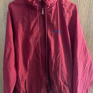 Vintage Reebok Maroon Nylon Windbreaker w/ Hide-away hood    zip up